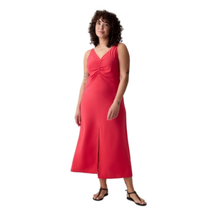 GAP  Slip Midi Dress Pink Strappy Back XL Sundress Ruched Vacation Resortwear